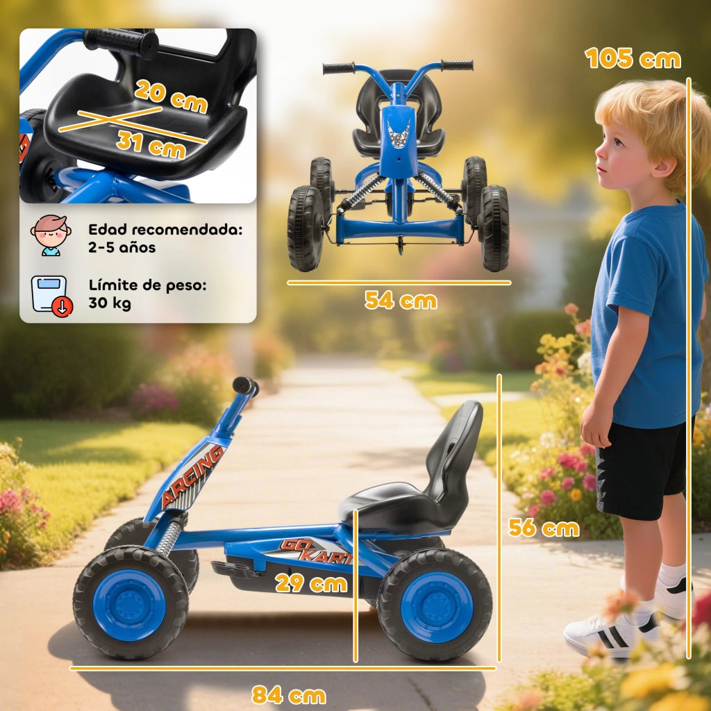Go Kart per Bambini ¨C zephmum ¨C Acciaio Blu 30 kg 2-5 Anni