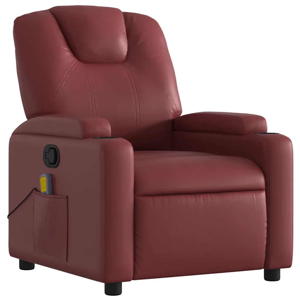 Poltrona Massaggiante Reclinabile Rosso vino in Similpelle 372400