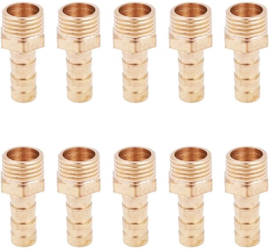 Connettore per tubi in rame - Adattatore maschio per tubi - Fusto per tubi in rame - 10 pezzi - 1/4" 8mm