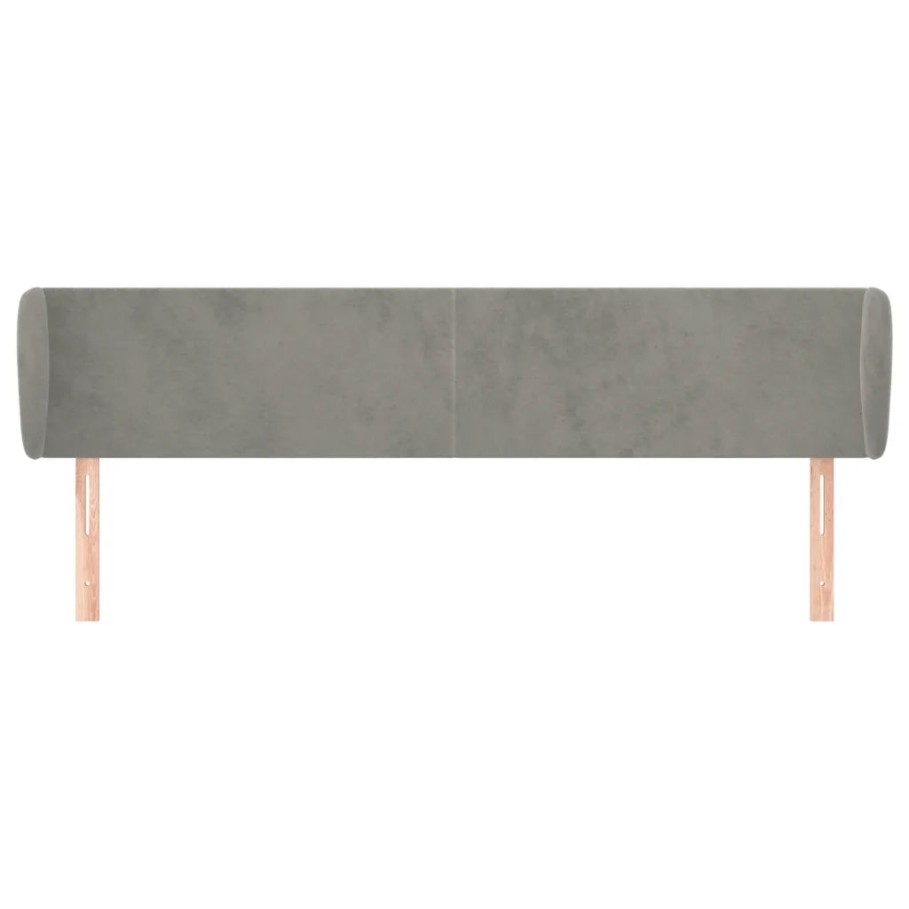 Testiera ad Orecchio-Testata con Orecchie Grigio Chiaro 183x23x78/88 cm in Velluto 231122