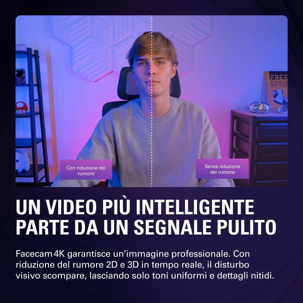 Facecam 4K - webcam da studio 4K60, controllo in stile DSLR, effetti cinematografici, filtri per obiettivo da 49 mm, video non compresso, area di messa a fuoco ottimizzata | USB-C per PC e Mac