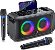 Sistema karaoke portatile con 2 microfoni wireless e altoparlante Bluetooth - sistema PA karaoke per adulti e bambini - compatibile con TF-Card/USB AUX-in TWS - per feste