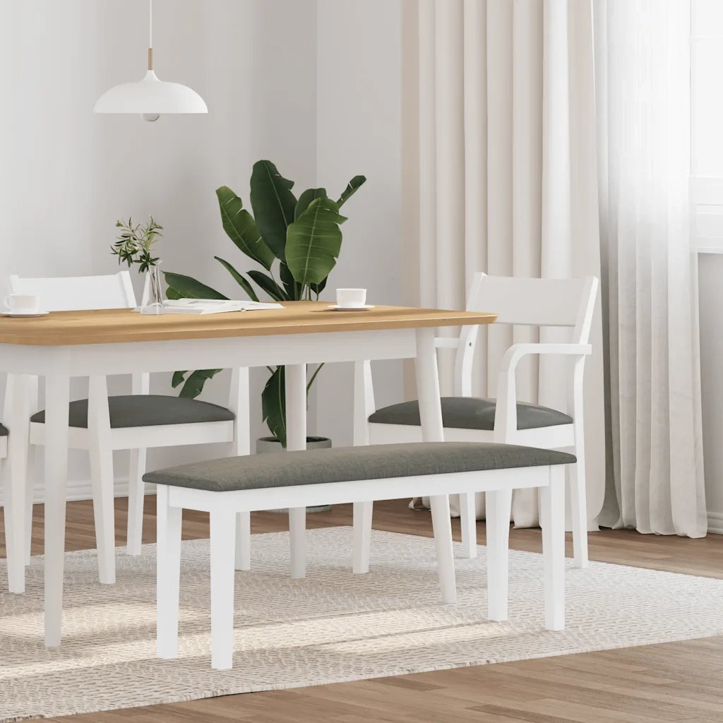 Panca 110 cm Bianco in Legno Massello di Hevea 4102606