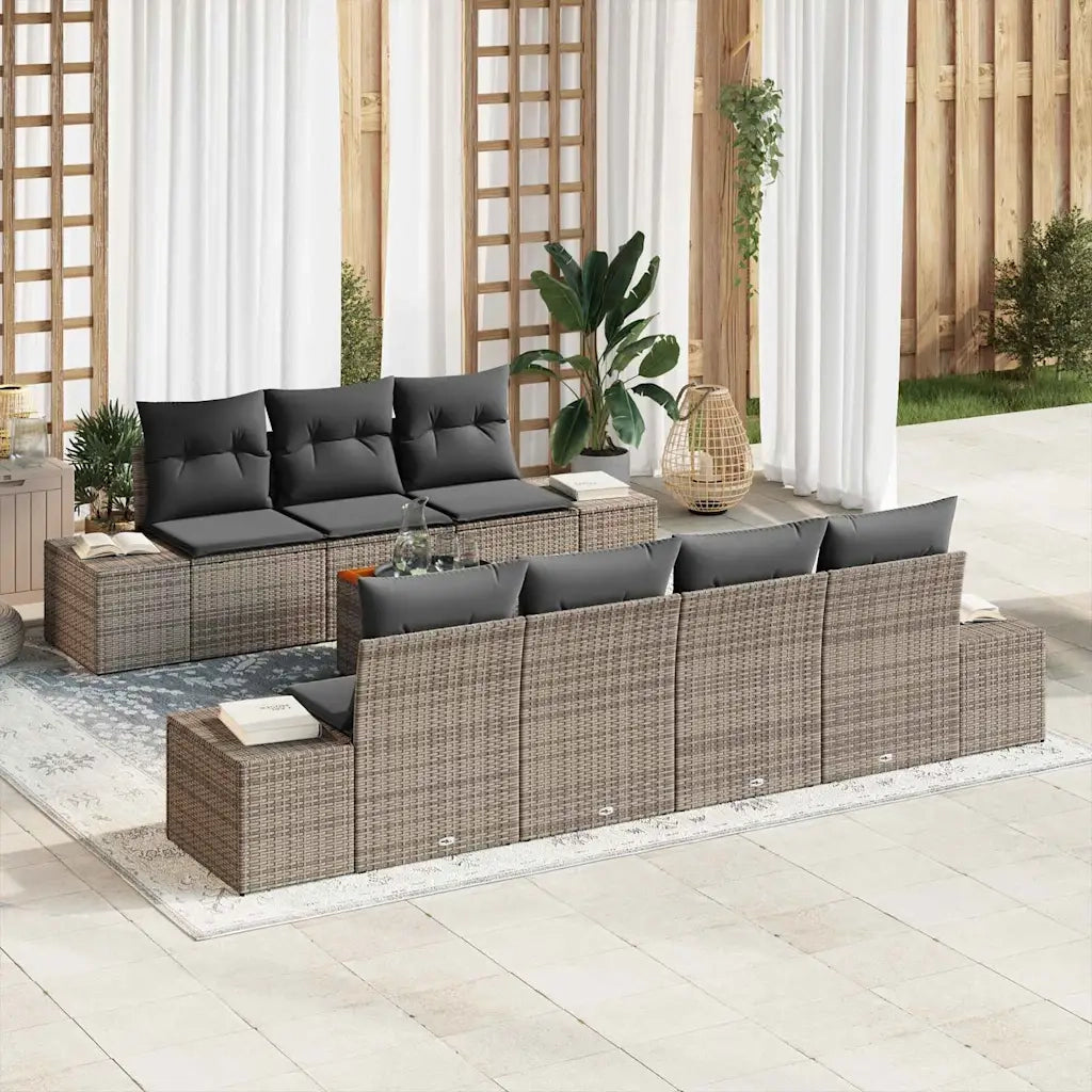 Set Divano da Giardino con cuscino 8 pcs Grigio polyrattan 3347916