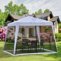 Gazebo Impermeabile con Zanzariere da Giardino Esterno Tendone in Poliestere 3 x 3 x 2.45 m Grigio