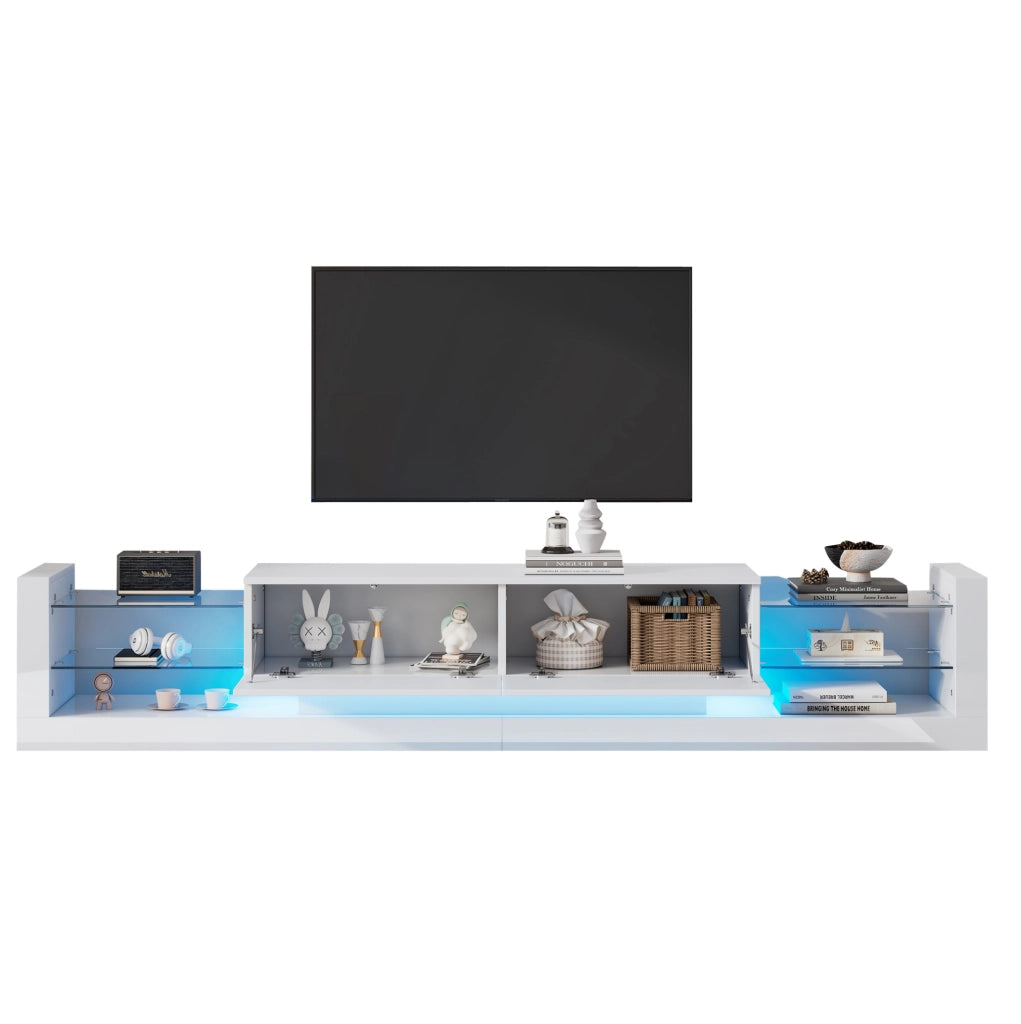 mobile TV 181 cm bianco con LED integrato e vani moderni