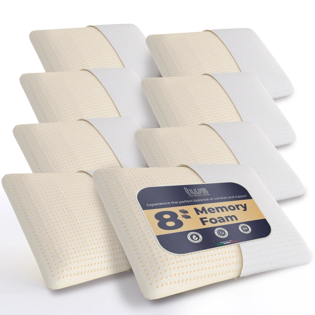 Set da 8 Guanciali Memory Foam 40 x 70 cm | Altezza 11 cm | Cuscini Cervicale Ipoallergenici, Ergonomici e Traspiranti | Funzione Antisoffoco e Rinfrescante