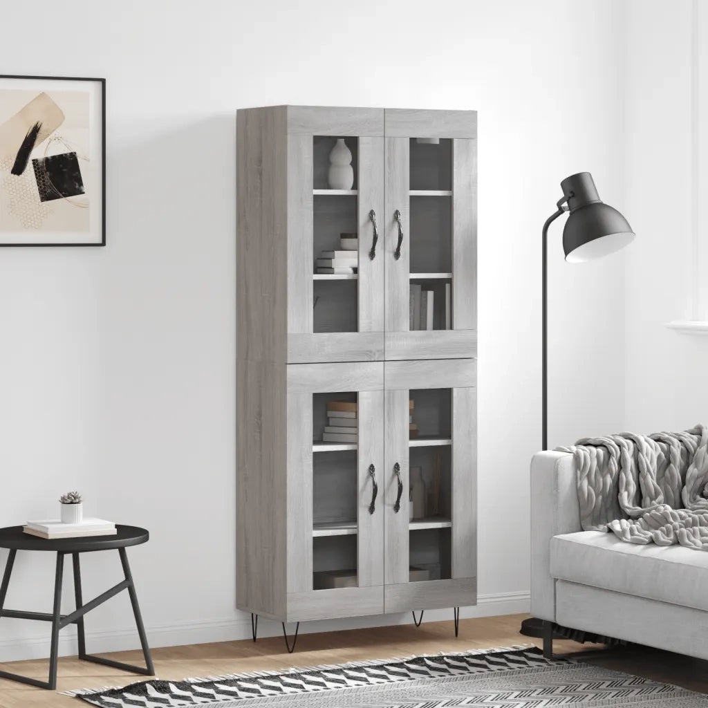 Credenza | Madia | Buffet da pranzo | Armadio da pranzo Grigio Sonoma 69,5x34x180 cm in Legno Multistrato