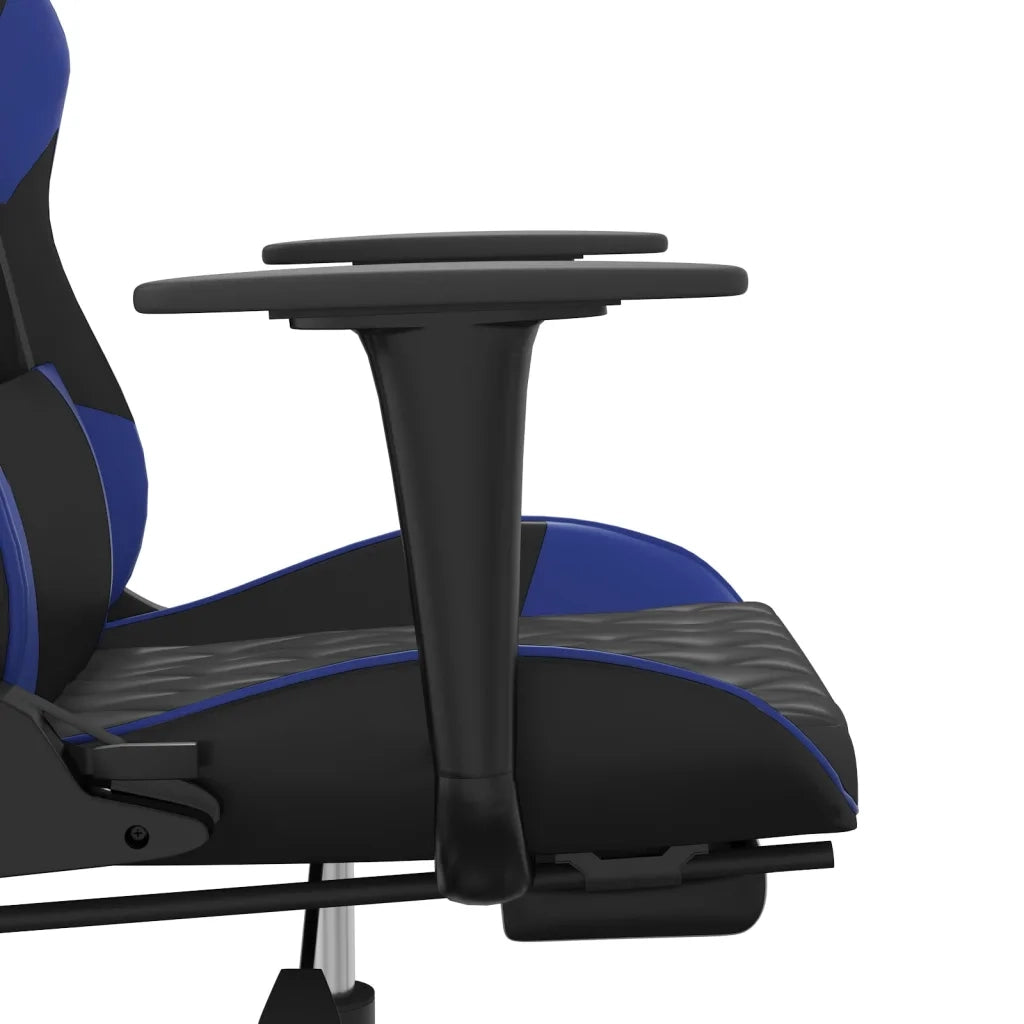 Sedia da Gaming Massaggiante Poggiapiedi Nero e Blu Similpelle cod mxl 67620