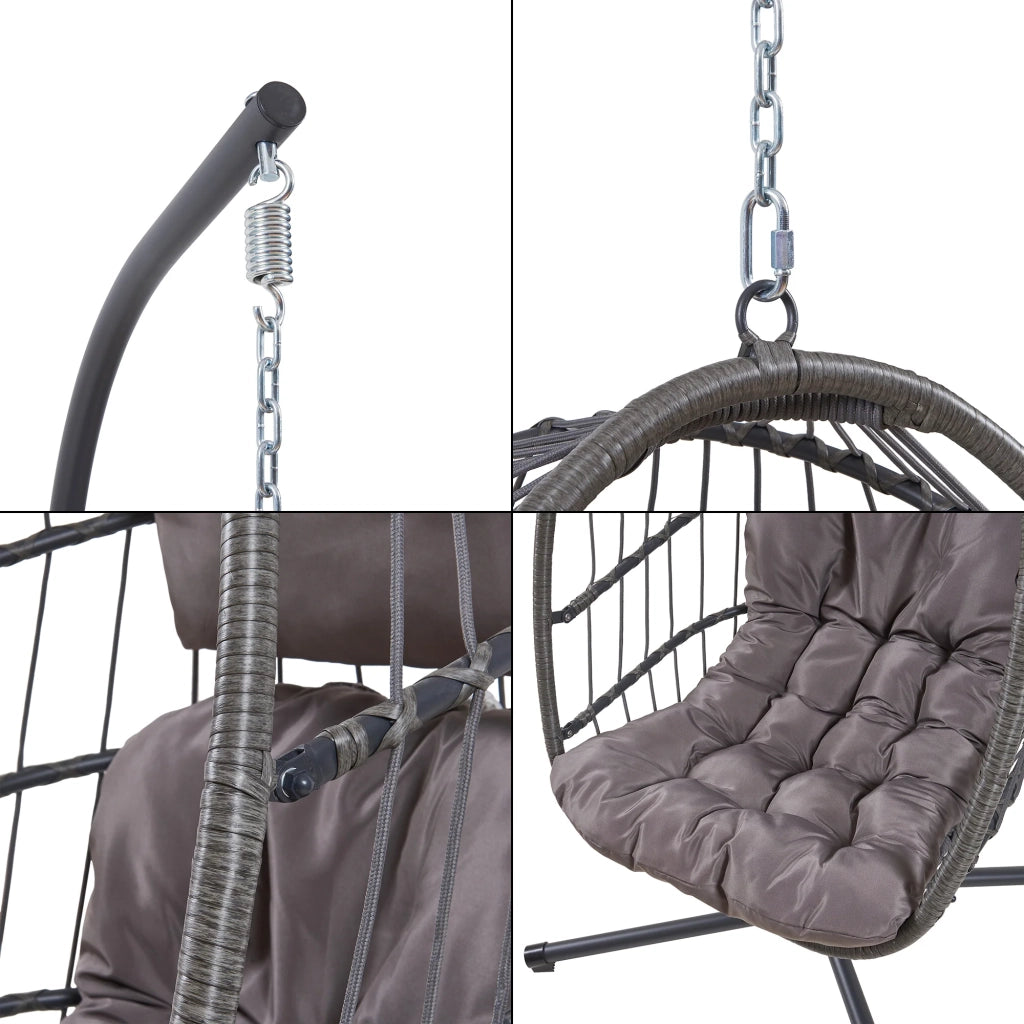 Poltrona sospesa con supporto 196 x 110 x 95 cm grigio 03_0009475