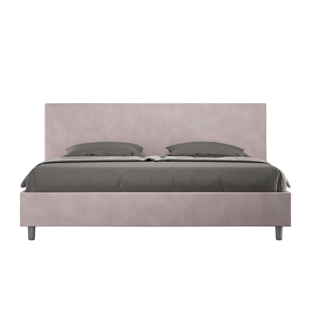 BS COM Letto con rete imbottito 180x190 microfibra glicine