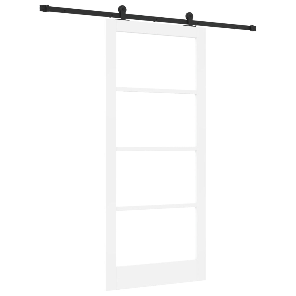 Porta Scorrevole con Set di Accessori 'ORKDAL'Legno Massello Bianco & Vetro