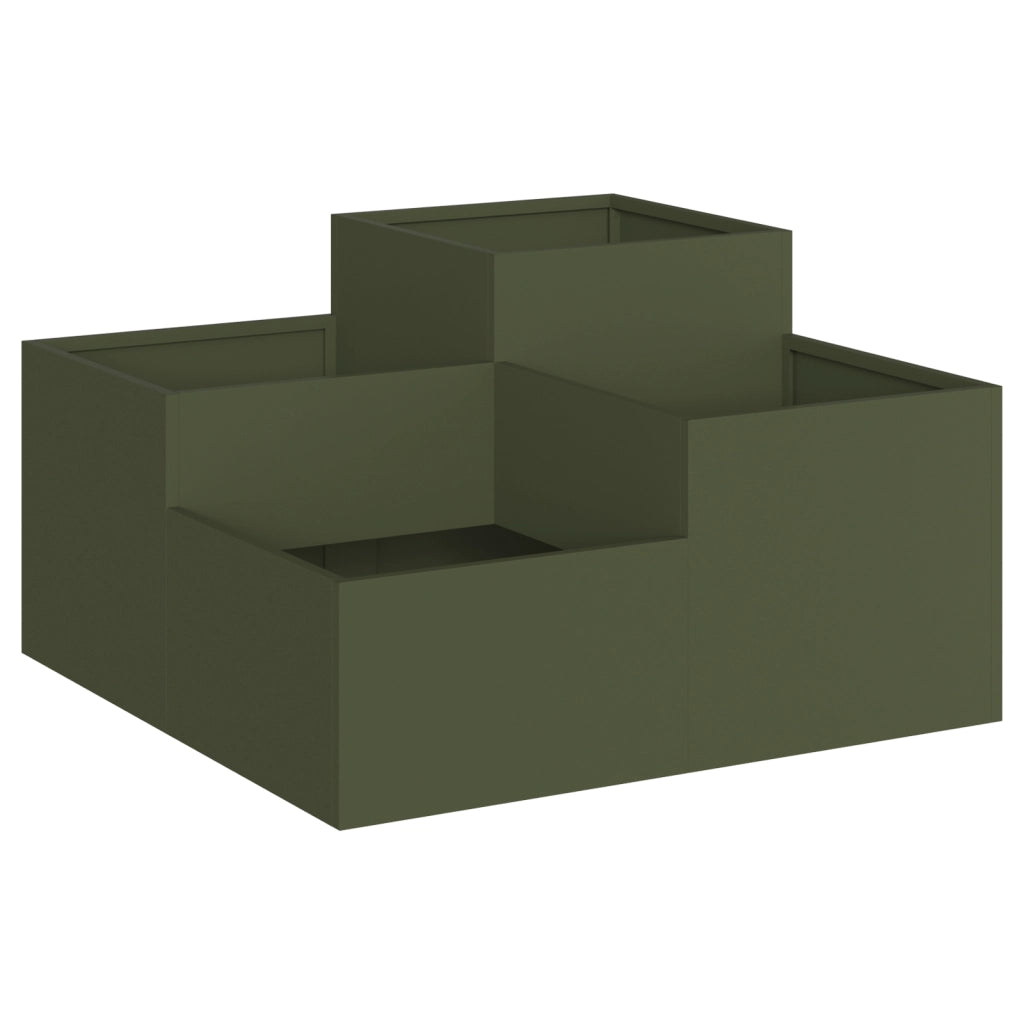 Fioriera da giardino  80x80x48 cm Verde oliva Acciaio