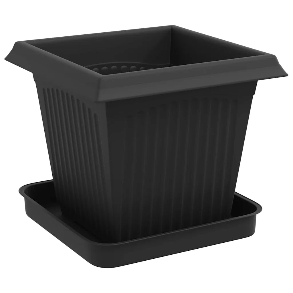Fioriere | Cassetta per fiori | Vasi per Piante 24 pz Nero 16 x 16 x 14 cm Plastica