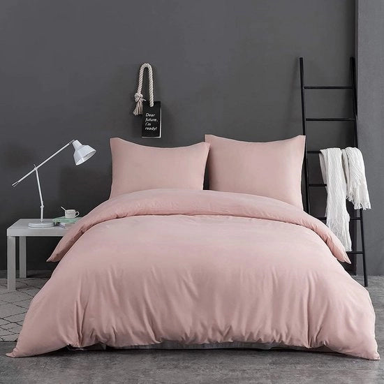 Cuscini e copriletto a microfibra 1 copriletto 155 x 220 cm + 1 cuscino 80 x 80 cm con chiusura a raccordo, rosa