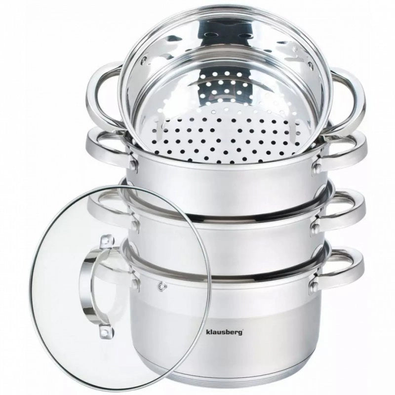 Klausberg KB-7140 Set di pentole per la cottura a vapore in acciaio inossidabile, 5 pezzi, 20 cm