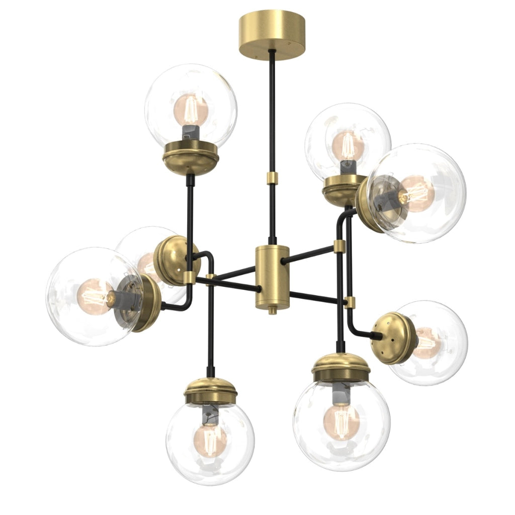 Lampadario Hydro ottone/nero 8xE14 sfere vetro Luminex