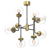 Lampadario Hydro ottone/nero 8xE14 sfere vetro Luminex