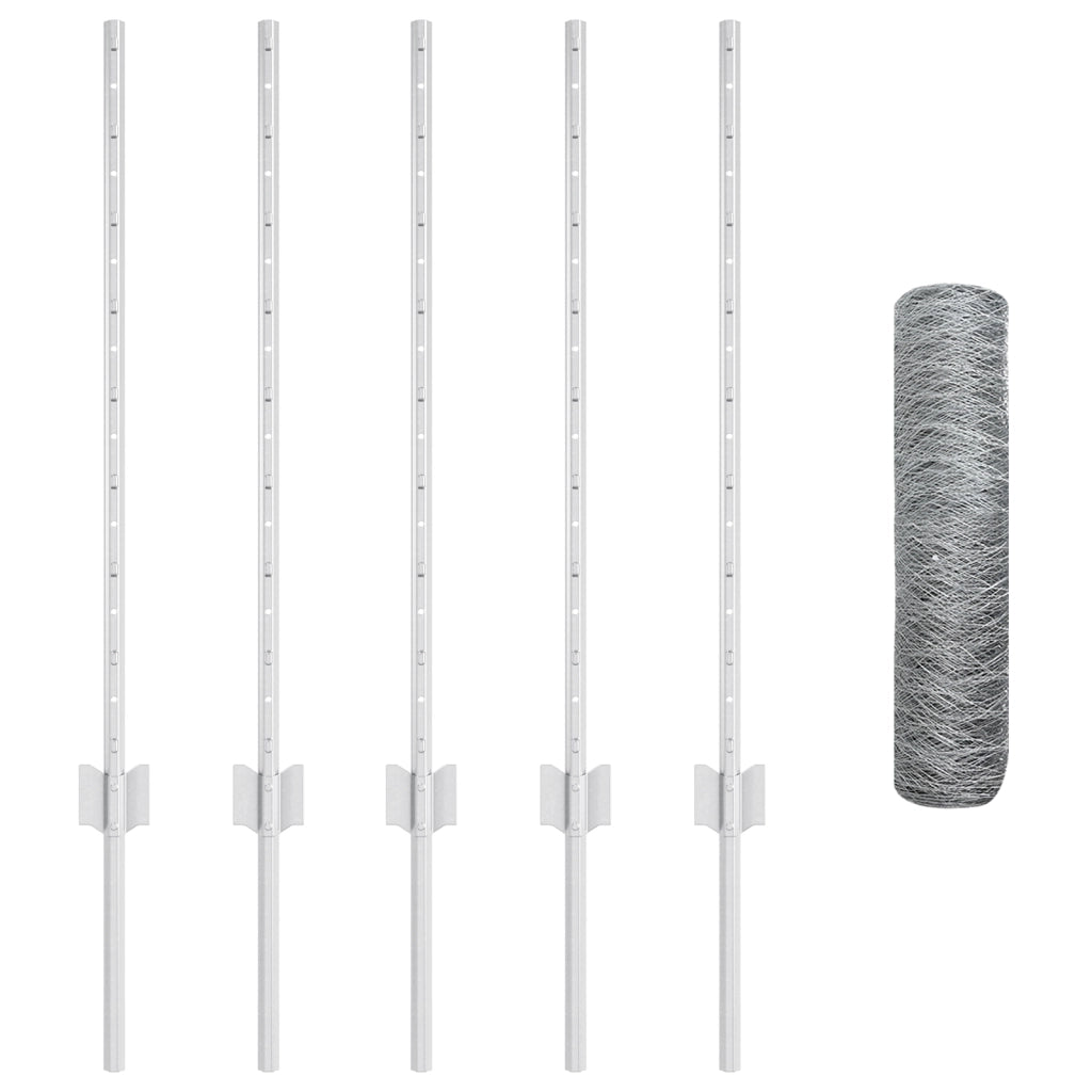 Pali per Recinzione 5 pcs U-Channel 80 cm Acciaio Zincato