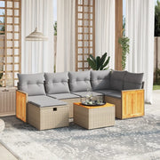 Set Divano da Giardino 7 pz con Cuscini Beige Misto Polyrattancod mxl 92782