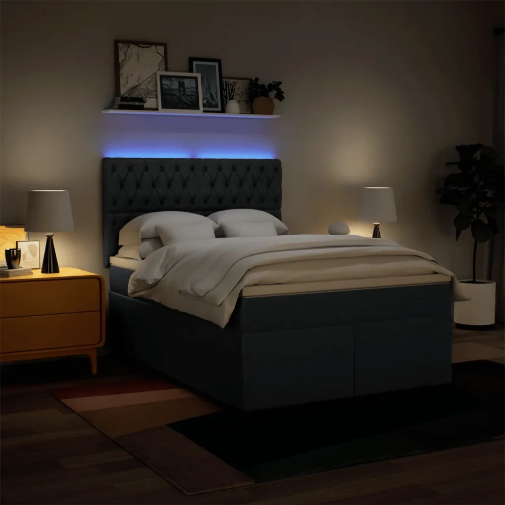 Giroletto a Molle con Materasso Blu 140x190 cm in Tessuto