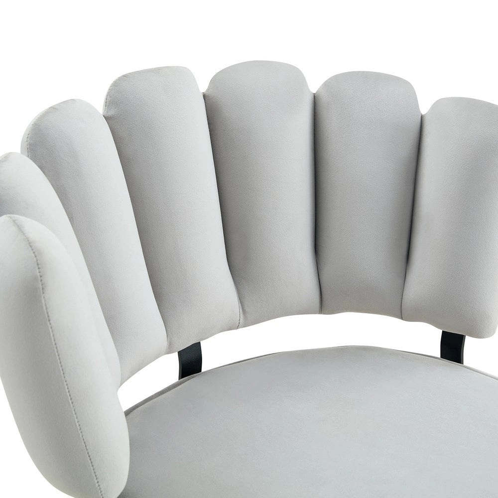 Set Tavolo Rotondo e 2 Sedie da Pranzo ¨C Xylo ¨C Piano MDF Nero, Velluto Grigio Chiaro, Gambe Metallo