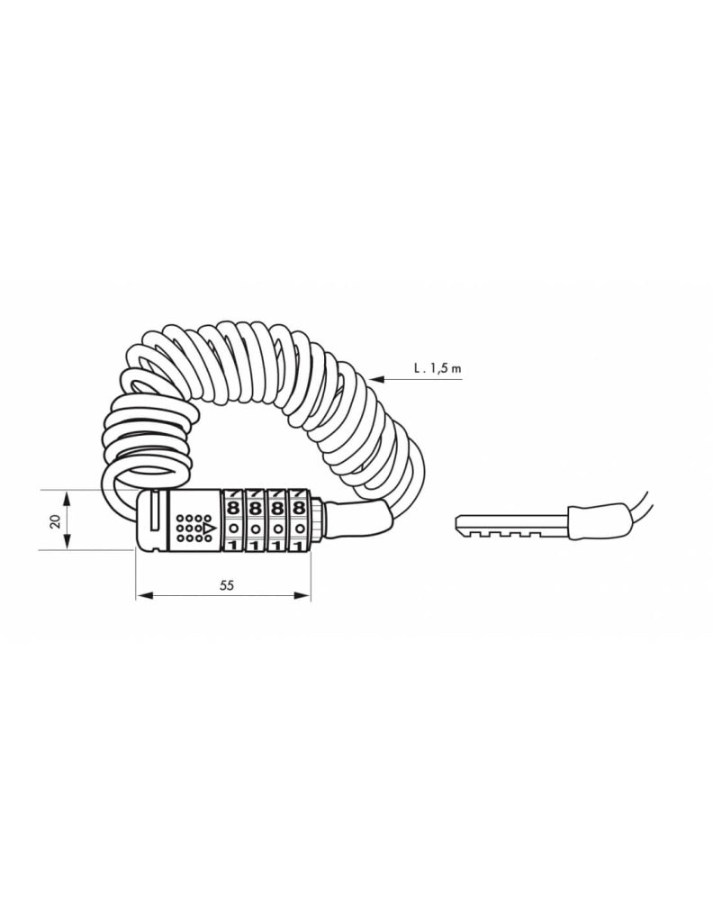 Antifurto per monopattino elettrico, cavo Ø 4 mm lungo 1,50 m, combinazione modificabile – THIRARD