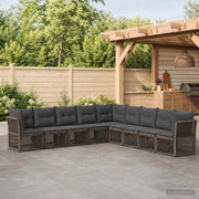 Set Divano da Giardino 9 pz Grigio polyrattan 3434246