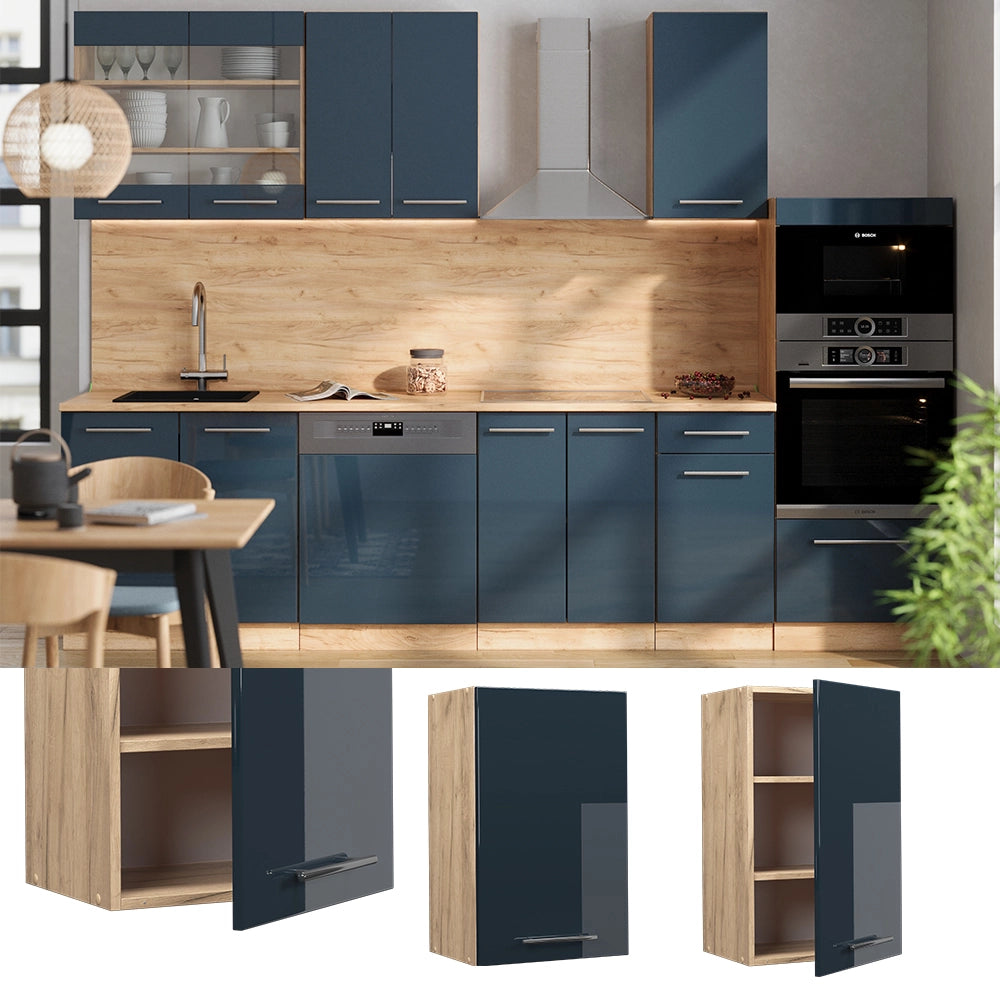 Vicco Armadi da cucina Blu scuro lucido 45 cm