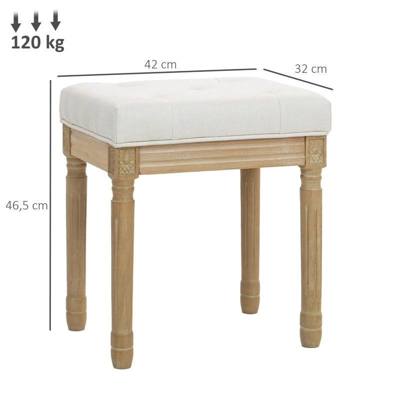Sgabello imbottito 42x32x46;5 cm beige in poliestere; stile rustico