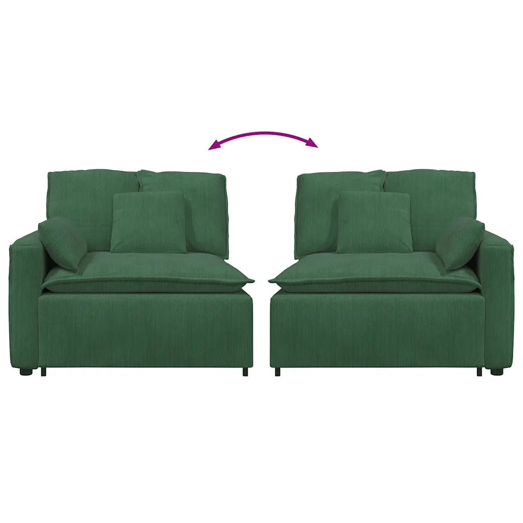vidaXL Modulo Terminale Bracciolo Divano Modulare con Cuscini Verde Scuro 100 cm