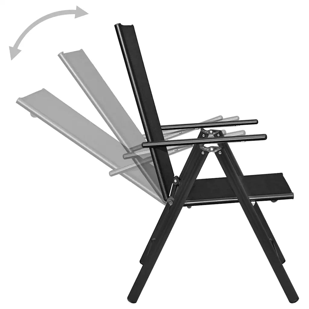 Set Mobili Pranzo per Giardino 5 pz | Set Salotto da Giardino in Alluminio Textilene Nero