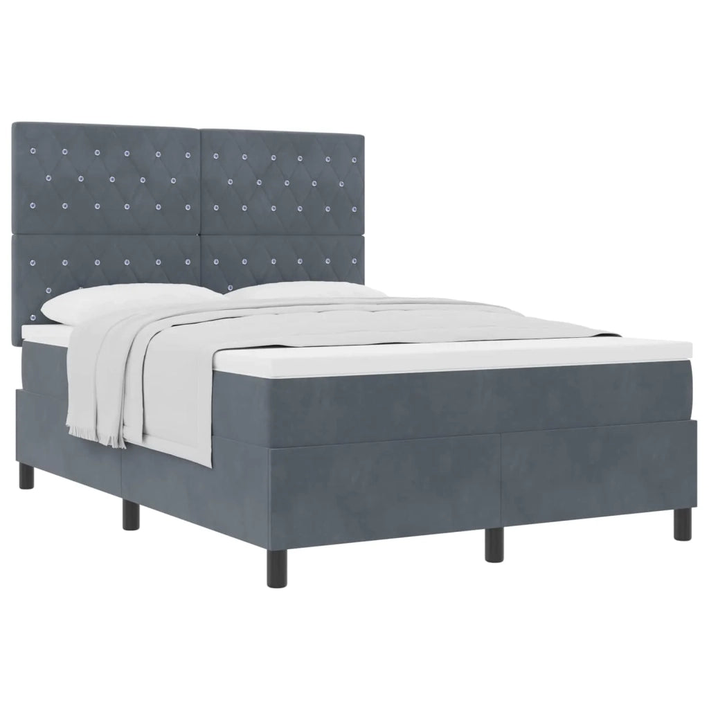 Letto a molle con materasso Grigio scuro 140 x 200 cm Velluto 3339771