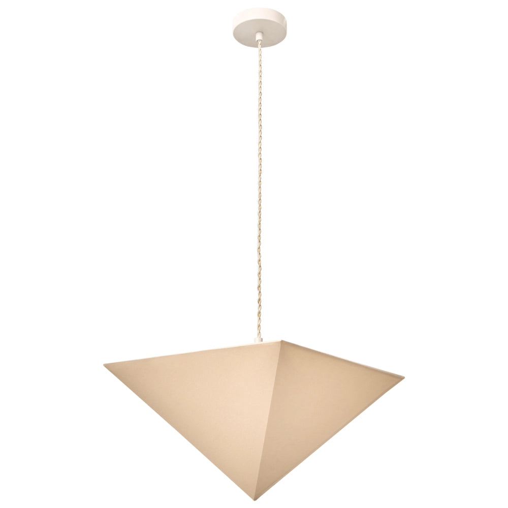 Lampada a sospensione con paralume in tessuto beige e base in ferro stile moderno luce d'atmosfera soggiorno camera da letto