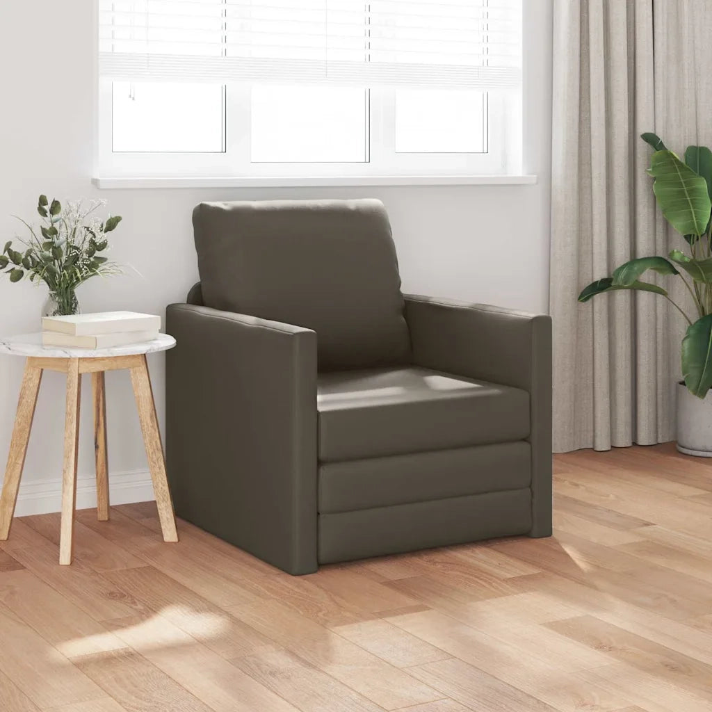 Divano letto-Sofa Letto-Daybed Grigio 74 x 77 x 81 cm Pelle Artificiale