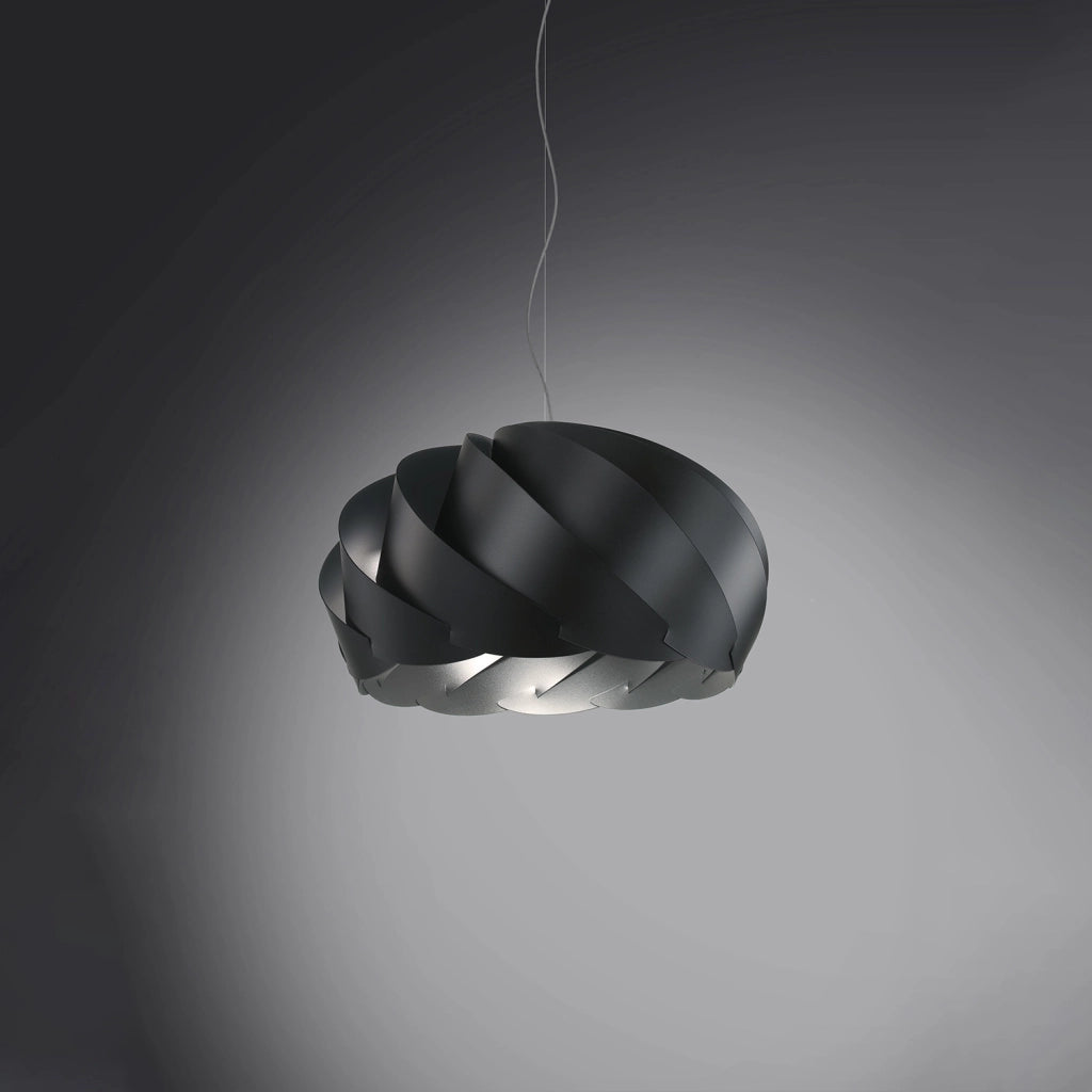 Sospensione Moderna Half Globe Polilux ® Nero E Metallo Cromo 1 Luce E27 D55Cm
