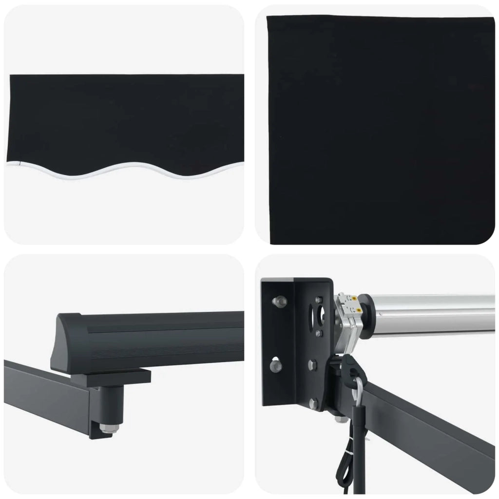 Tenda Retrattile Nero 350 x 250 cm Poliestere e Alluminio 3330332