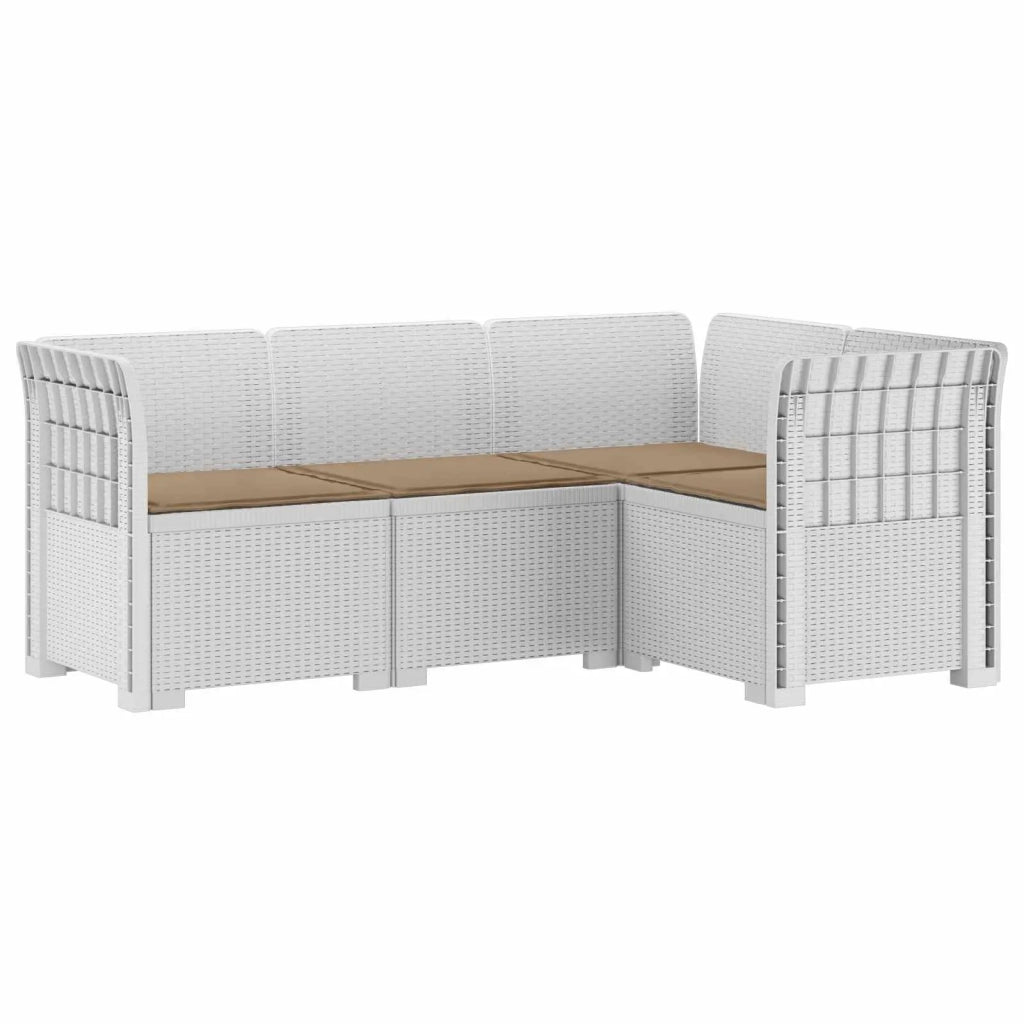 Divano da Giardino 4 Posti con Cuscini Aspetto Rattan PP Bianco 3443972