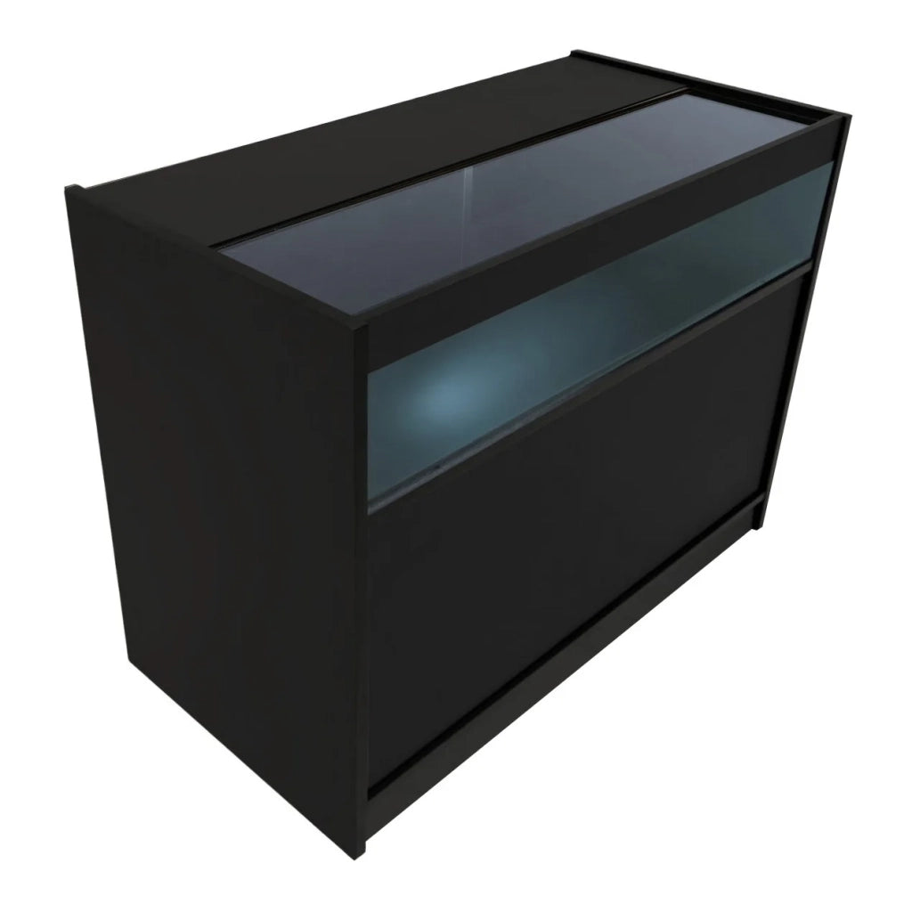 Bancone LED B1200 Nero con 1 Ripiano a Vista e 2 Chiusi