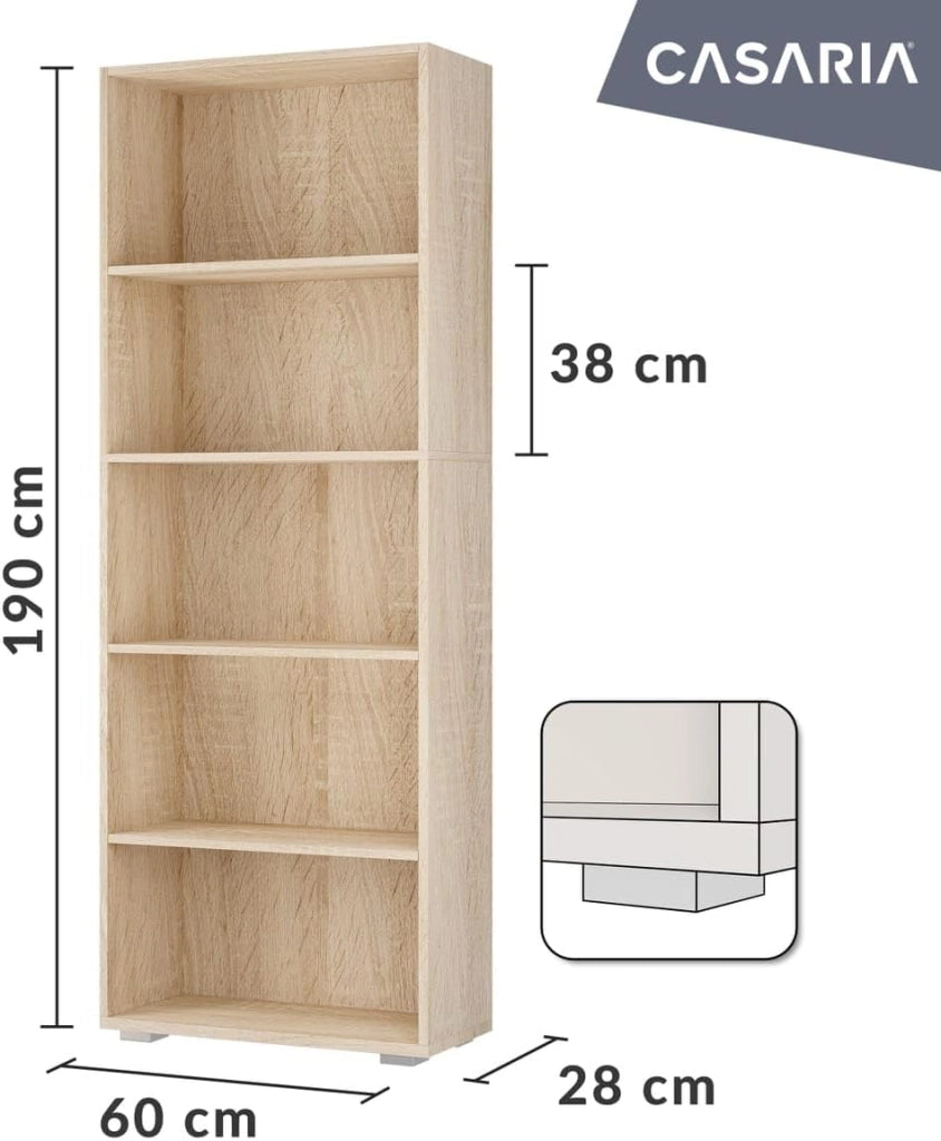 ® Libreria Scaffale Vela 190cm 5 Ripiani Mobile Archiviazione Documenti Ufficio Soggiorno