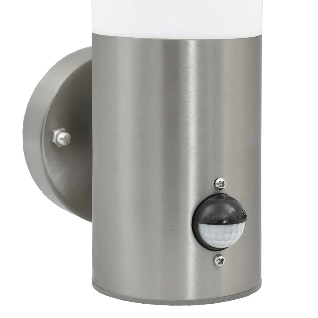 Set di 2 applique da esterno dal design moderno 12 x 7 x 29 cm luce soffusa acciaio inox argento 02_0056486