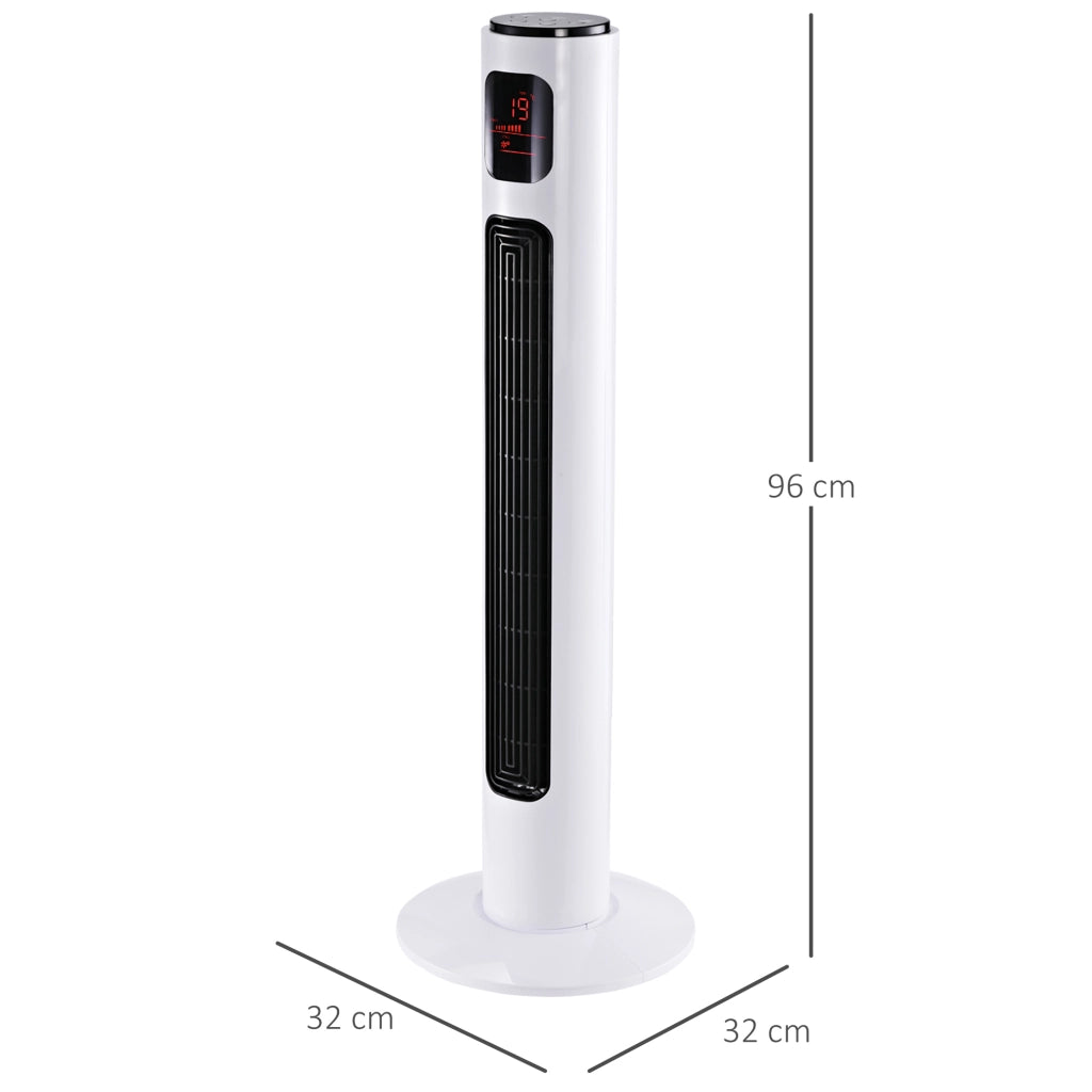 Ventilatore a colonna con telecomando 96 cm oscillante 45 W 3 velocit¨¤ ¨C zephmum ¨C Bianco