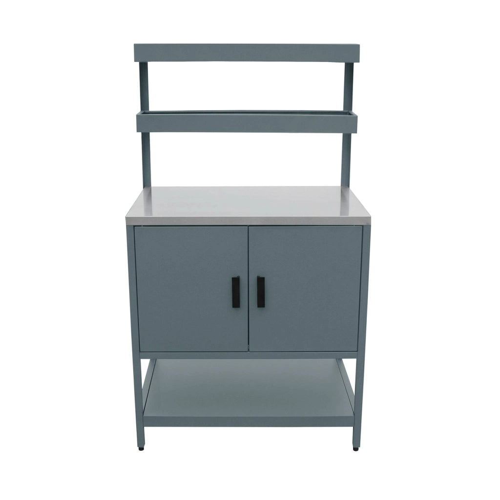 Cucina da esterno, 3 moduli in acciaio inox, blu grigio