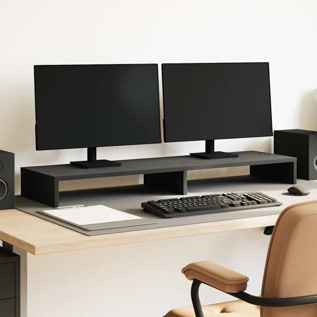 vidaXL Supporto per Monitor Rovere Nero 100x27x10cm in Legno di Pino