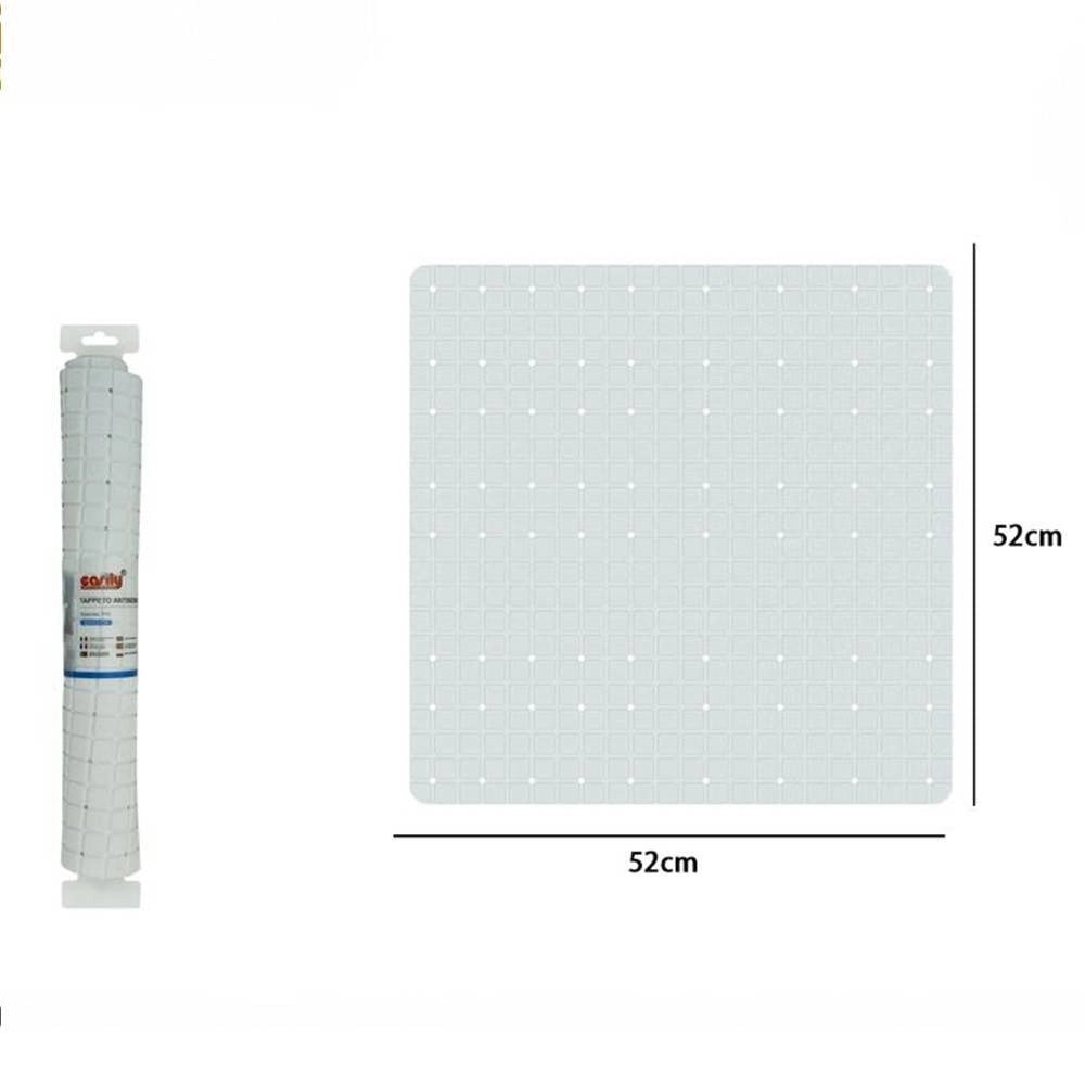 Trade Shop - Tappeto Bianco Tappetino Pvc Antiscivolo Per Vasca Bagno Doccia 52 X 52 Cm 79762 -