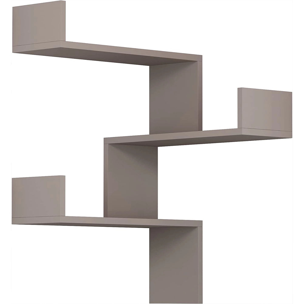 Mensola Scaffale Angolare da Parete 3 Piani Salvaspazio Tortora 60 x 22 x 90H cm