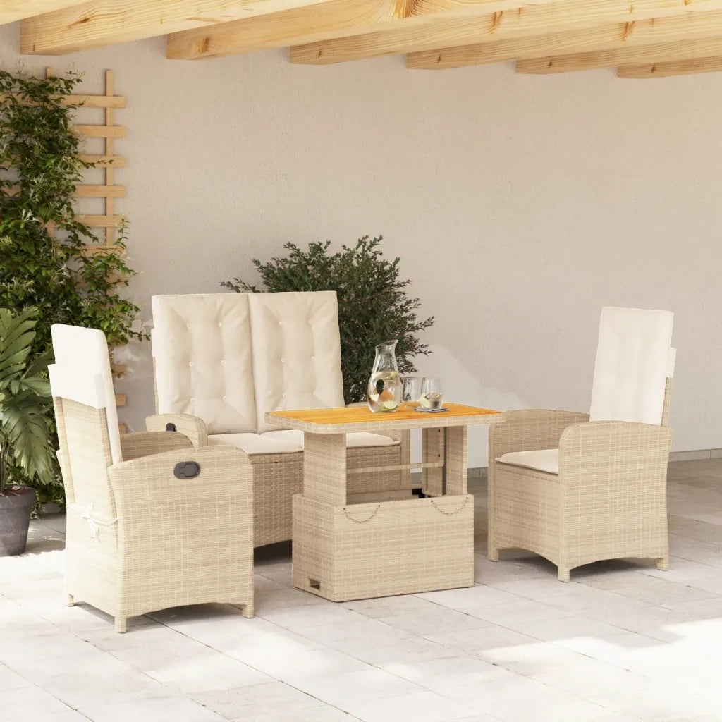 Set da Pranzo da Giardino 4 pz con Cuscini Beige in Polyrattan 3277359