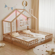Letto Casetta per Bambini in Legno con LED ¨C MINIMAL ¨C 90x200, Doghe Incluse