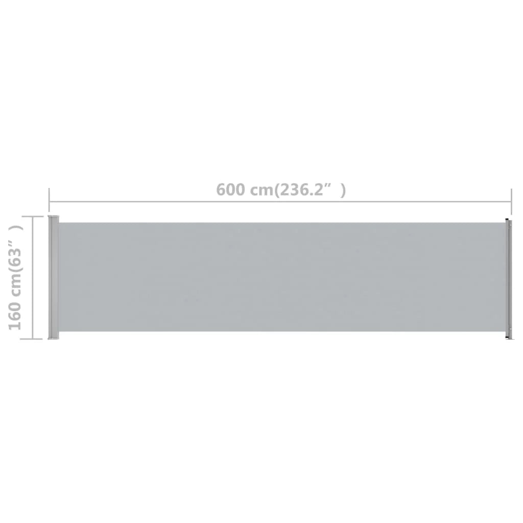 Tenda da sole laterale retrattile 600x160 cm grigia 02_0007385