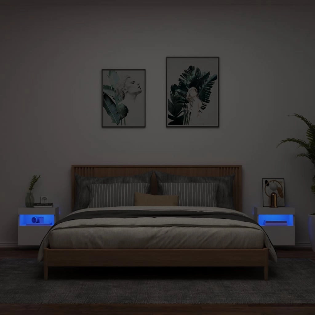 Mobili TV a Parete con Luci LED 2pz Bianchi 40x30x40 cmcod mxl 110121
